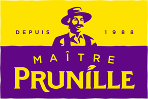 Logo jaune et violet de l'entreprise Maitre Prunille