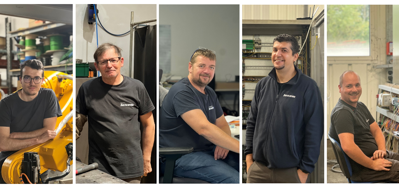 Plusieurs collaborateurs LEXEM, électrotechniciens, chaudronnier et automaticiens.